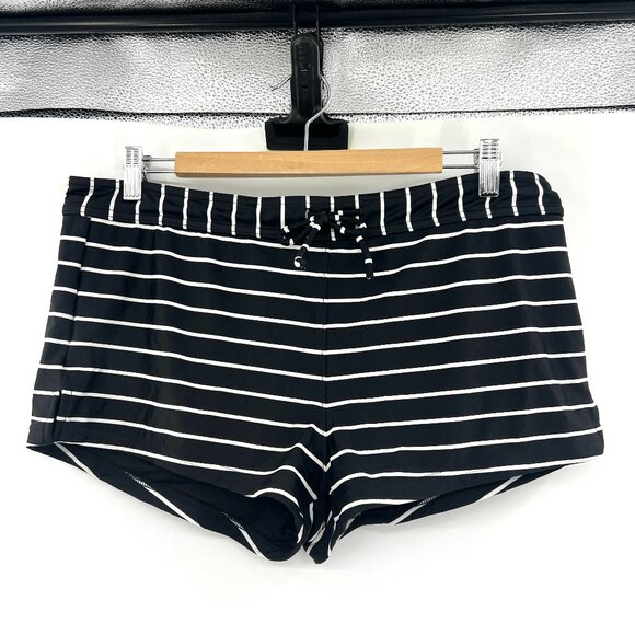 Old Navy Black White Striped Swim Shorts Women's XL - Picture 1 of 4